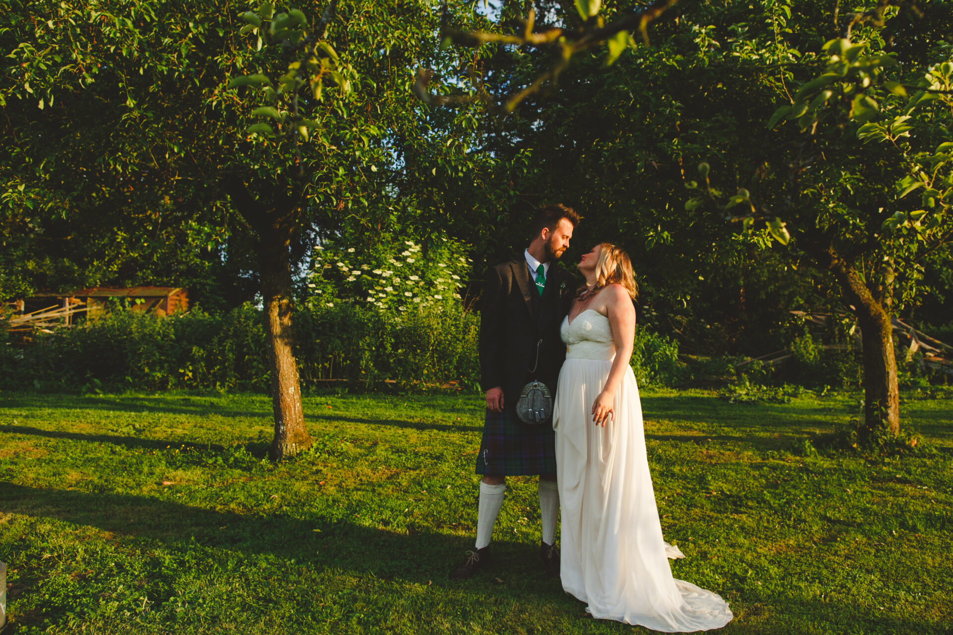 Bride and groom at barn wedding at Sullington Manor Farm, West Sussex, RH20 4AE. Farm wedding in South Downs.