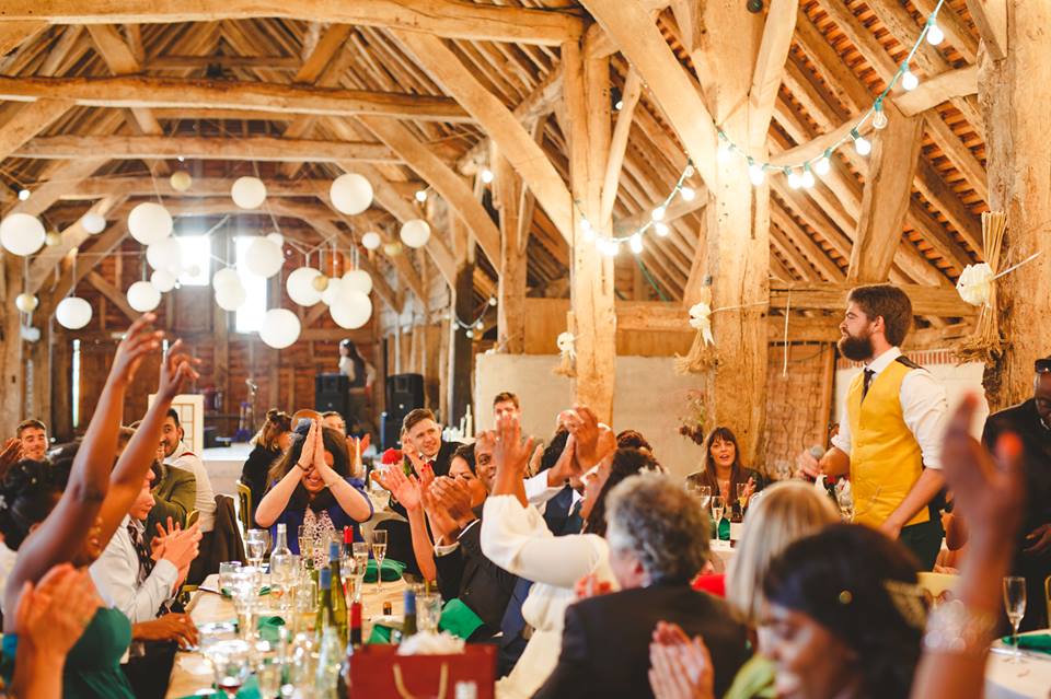 Groom speech at barn wedding at Sullington Manor Farm, West Sussex, RH20 4AE. Farm wedding in South Downs