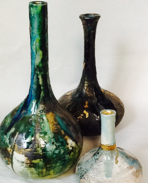 'Bottles of Light' ceramics sculptures, for sale, at The Old Workshop cafe, Sullington Manor Farm, West Sussex, RH20 4AE. All for sale at exhibition March/April 2024